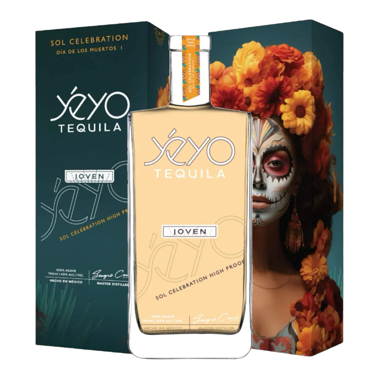 090788FA-329E-4FCB-BC08-AB2901A99237 Yeyo Dia De Los Muertos Sol Celebration High Proof Joven Tequila 750ml - Image 1