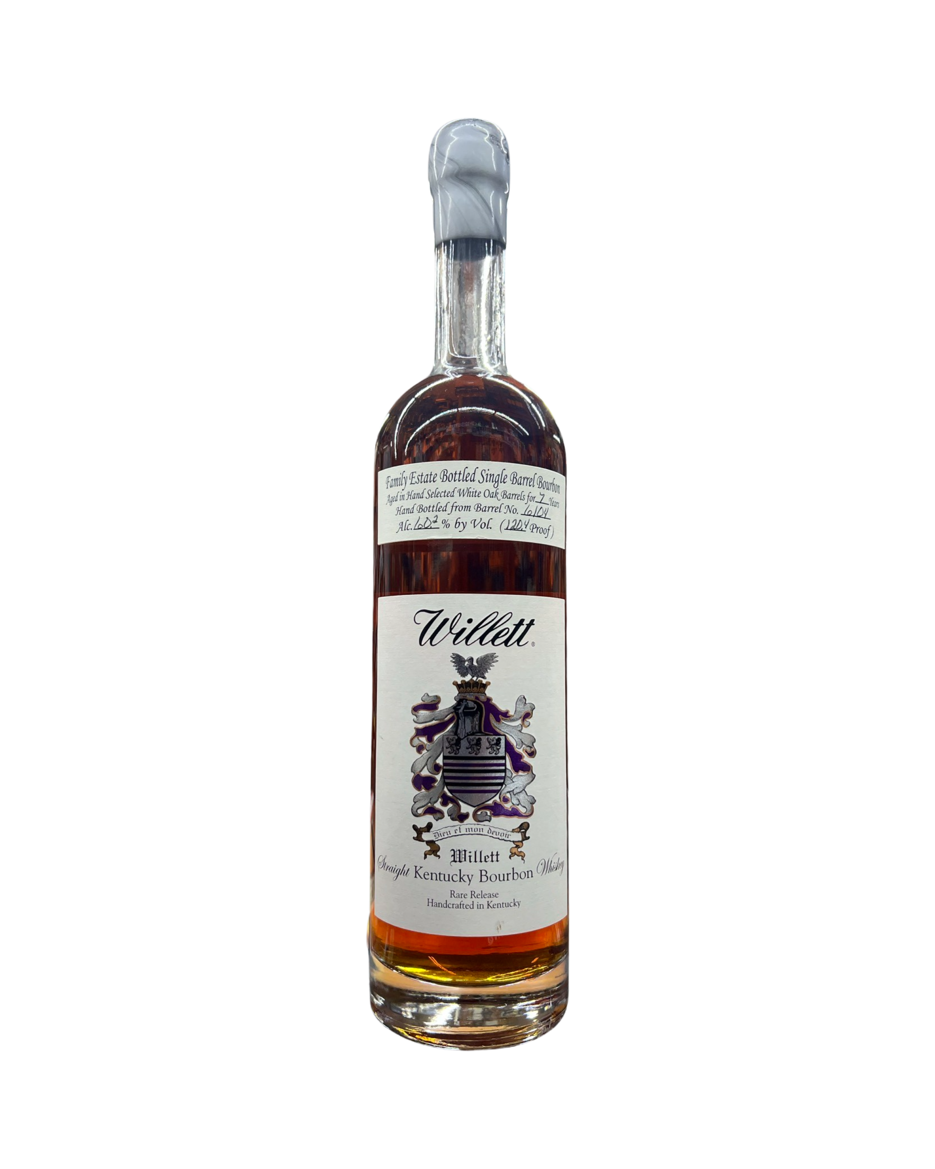 46D8E9FA-53CE-4FEE-9224-F796BF1D5B74 Willett Family Estate Bottled Single Barrel 7 Year Old Barrel No. 6104 Wax Top Kentucky Straight Bourbon Whiskey - Image 1