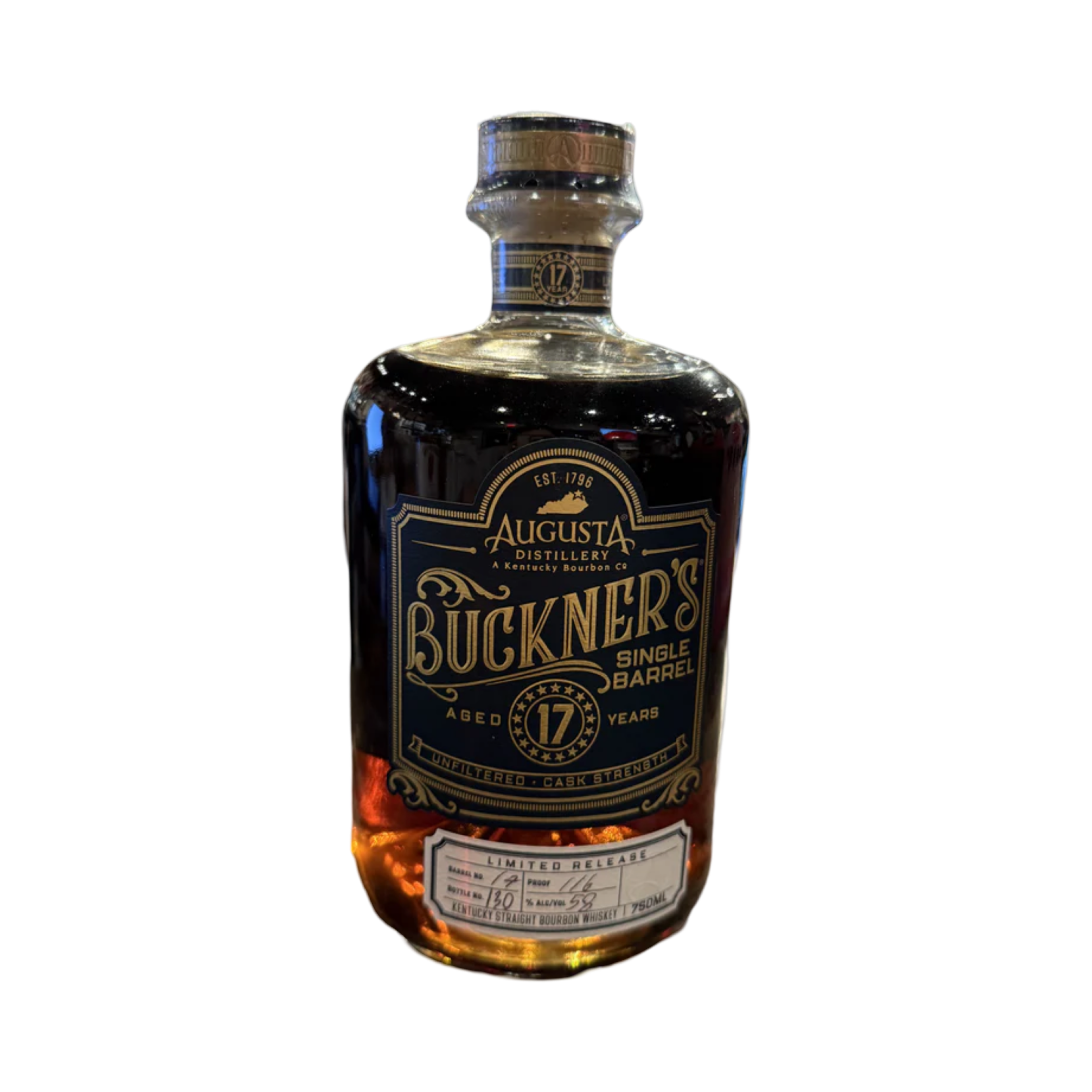 6ADBF098-8A55-4317-80E5-D36B31BECDAB Augusta Limited Release Cask Strength Buckner's Single Barrel 17 Year Old Straight Bourbon Whiskey - Image 1