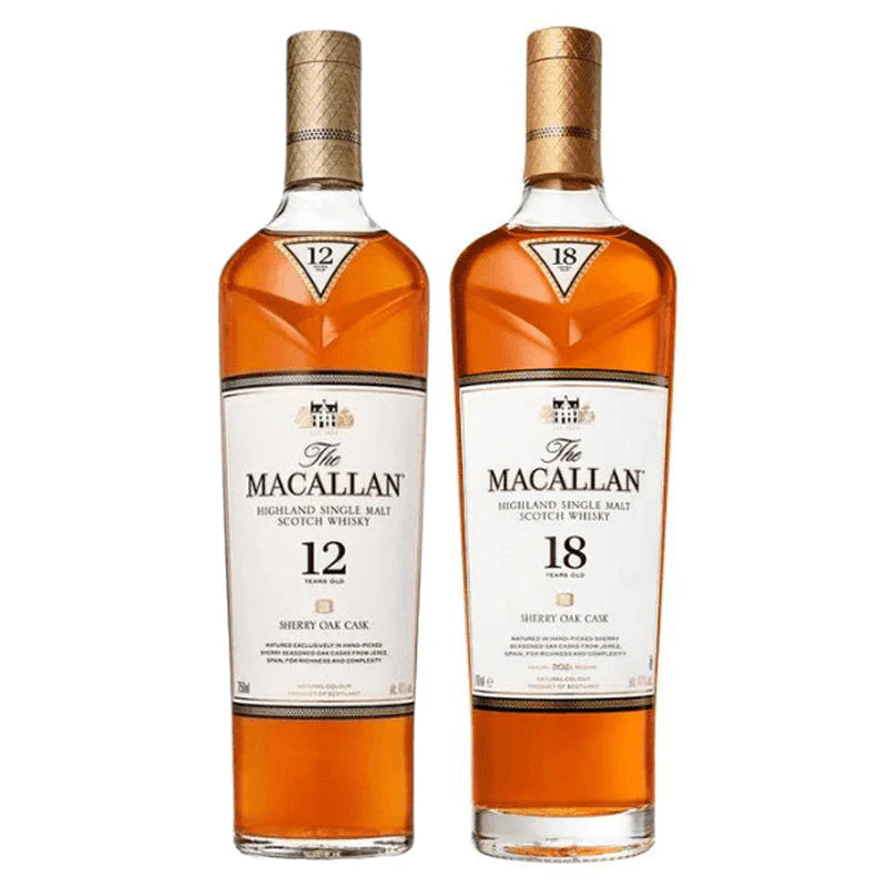81AB9EE7-6D3E-4F41-97B4-E161F7CA86F3 Macallan 12 Year & 18 Year Sherry Oak Cask Bundle 2-Pack - Image 1