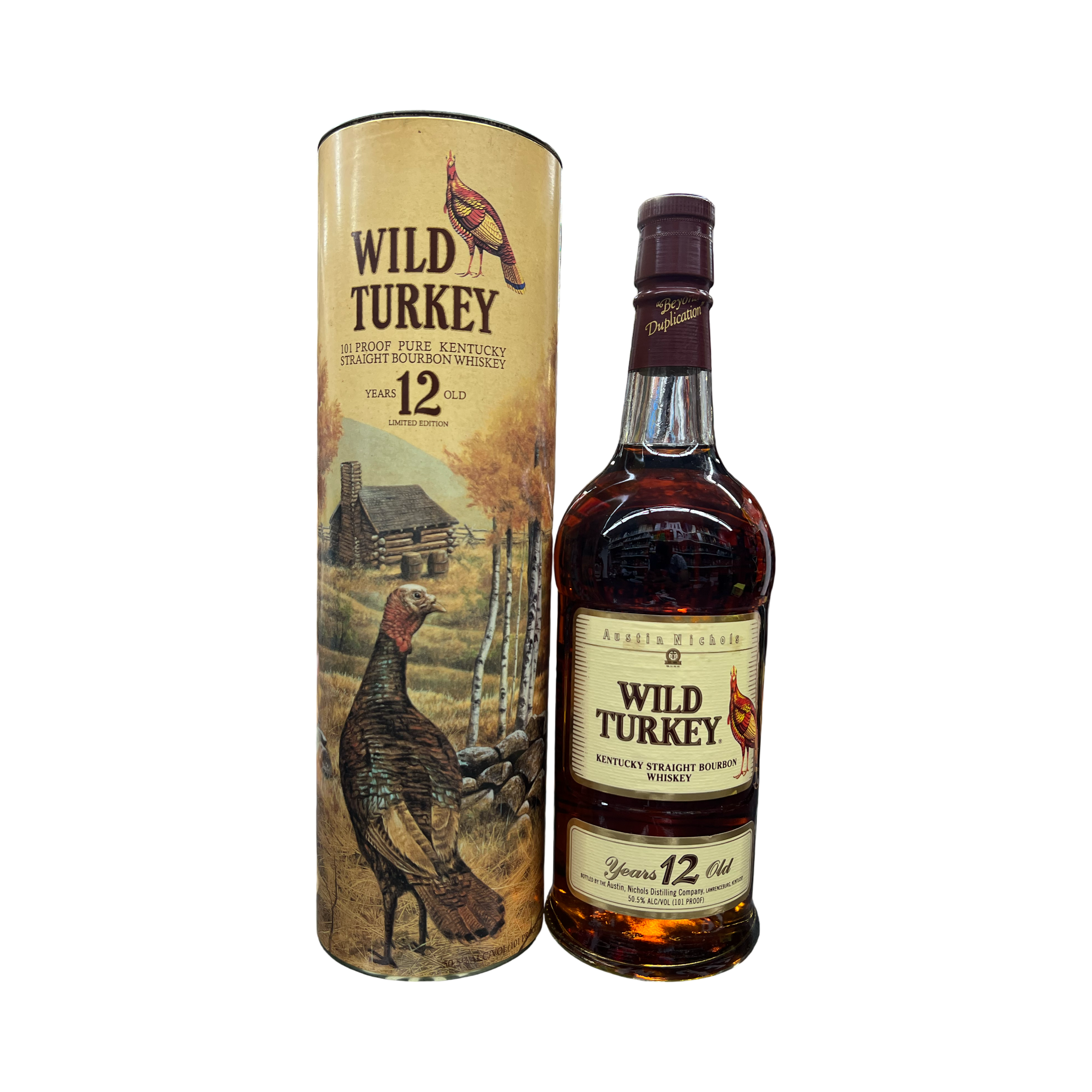 DF94E4EF-9426-4C28-AB31-8992D2B6D091 Wild Turkey 12 Year Old Split Label Kentucky Straight Bourbon Whiskey 750ml (1995) - Image 1