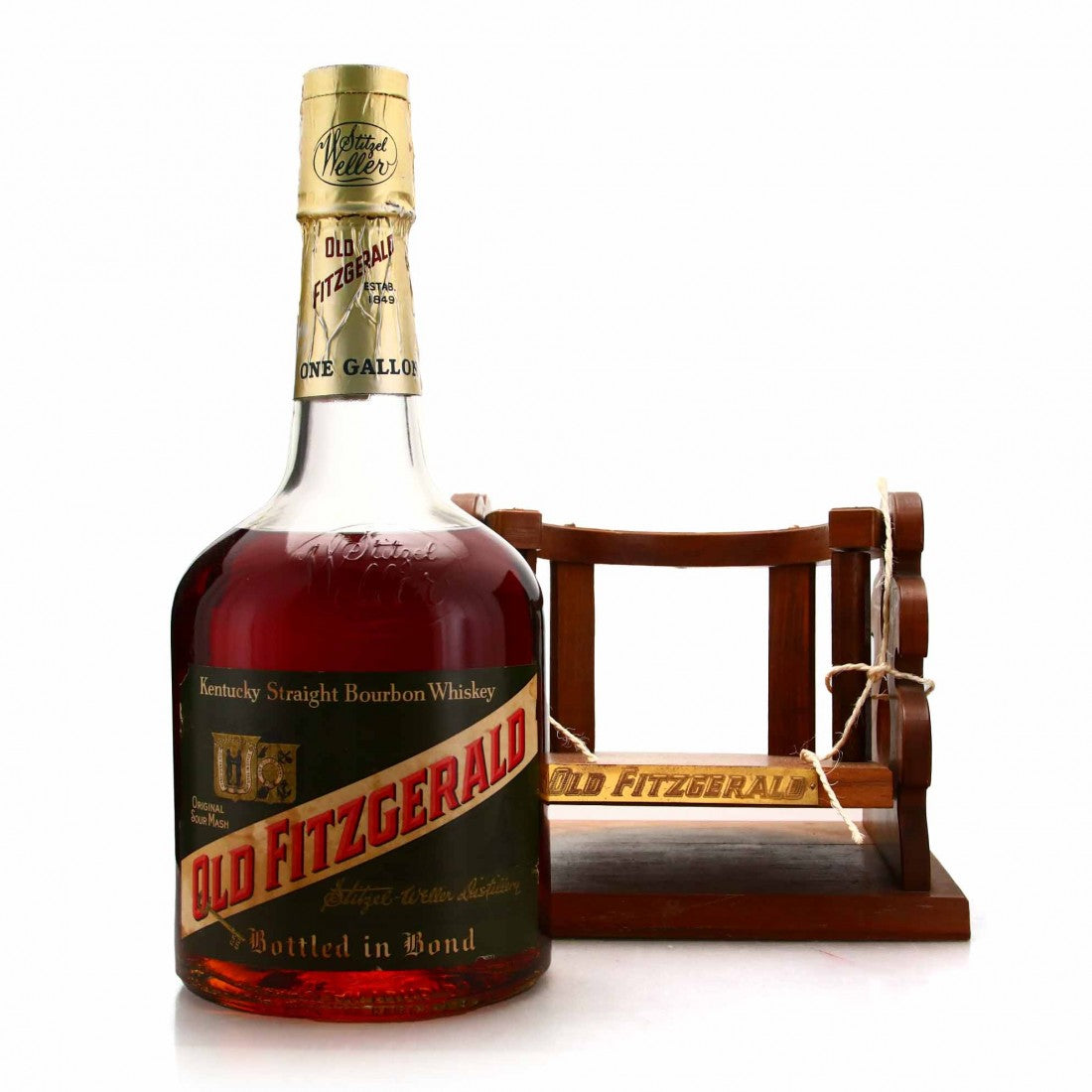 IMG-2714 1960 Stitzel Weller Old Fitzgerald 6 Year Old Bourbon Whiskey Gallon with Cradle 750ml - Image 1