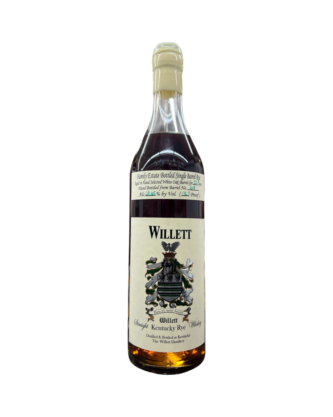 IMG-3941 Willett Family Estate Bottled Single Barrel 22 Year Old Rye Barrel No. 618 Dougs Green Ink Rye 750ml - Image 1