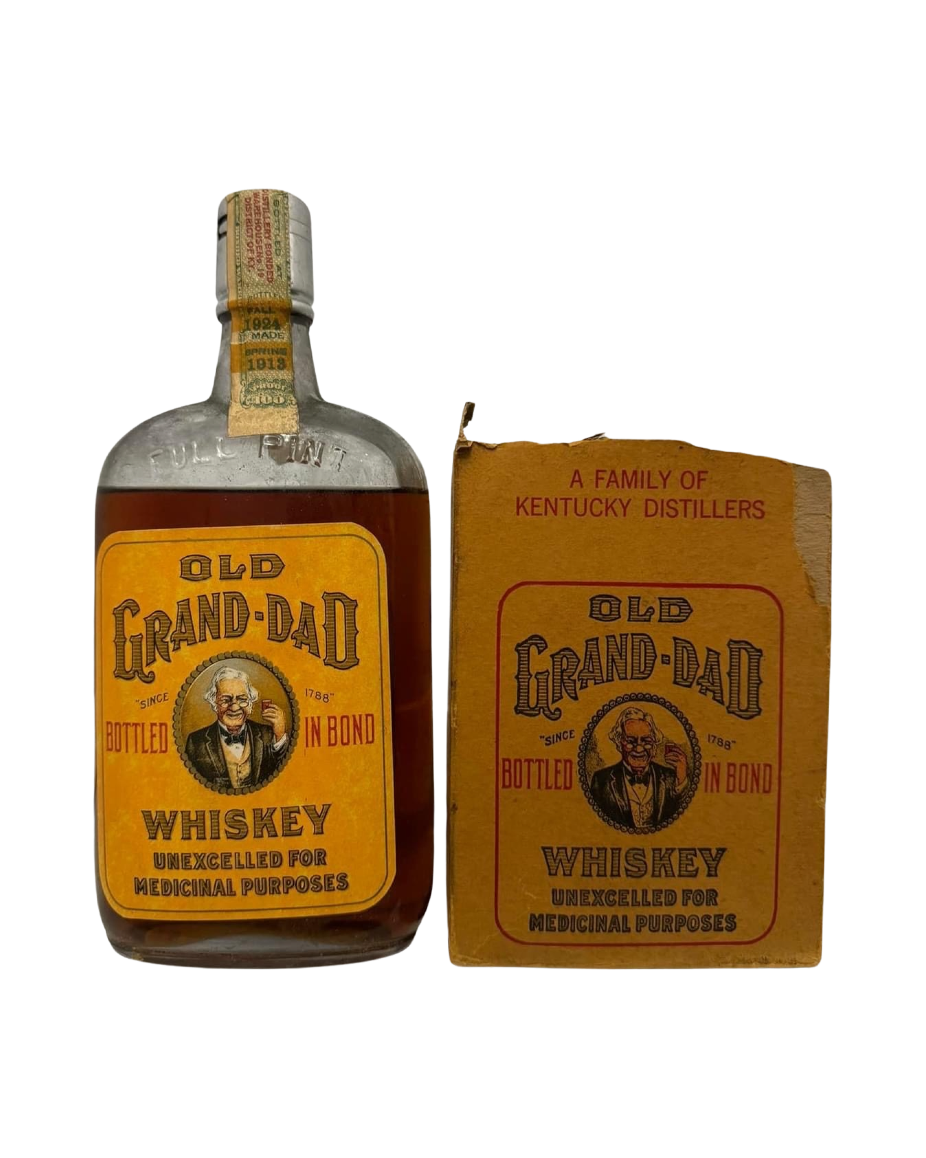 IMG-4636 Old Grand Dad Wathen Distillers Prohibition Era Bourbon One Pint Bottle In Bond Kentucky Straight Bourbon Whiskey - Image 1