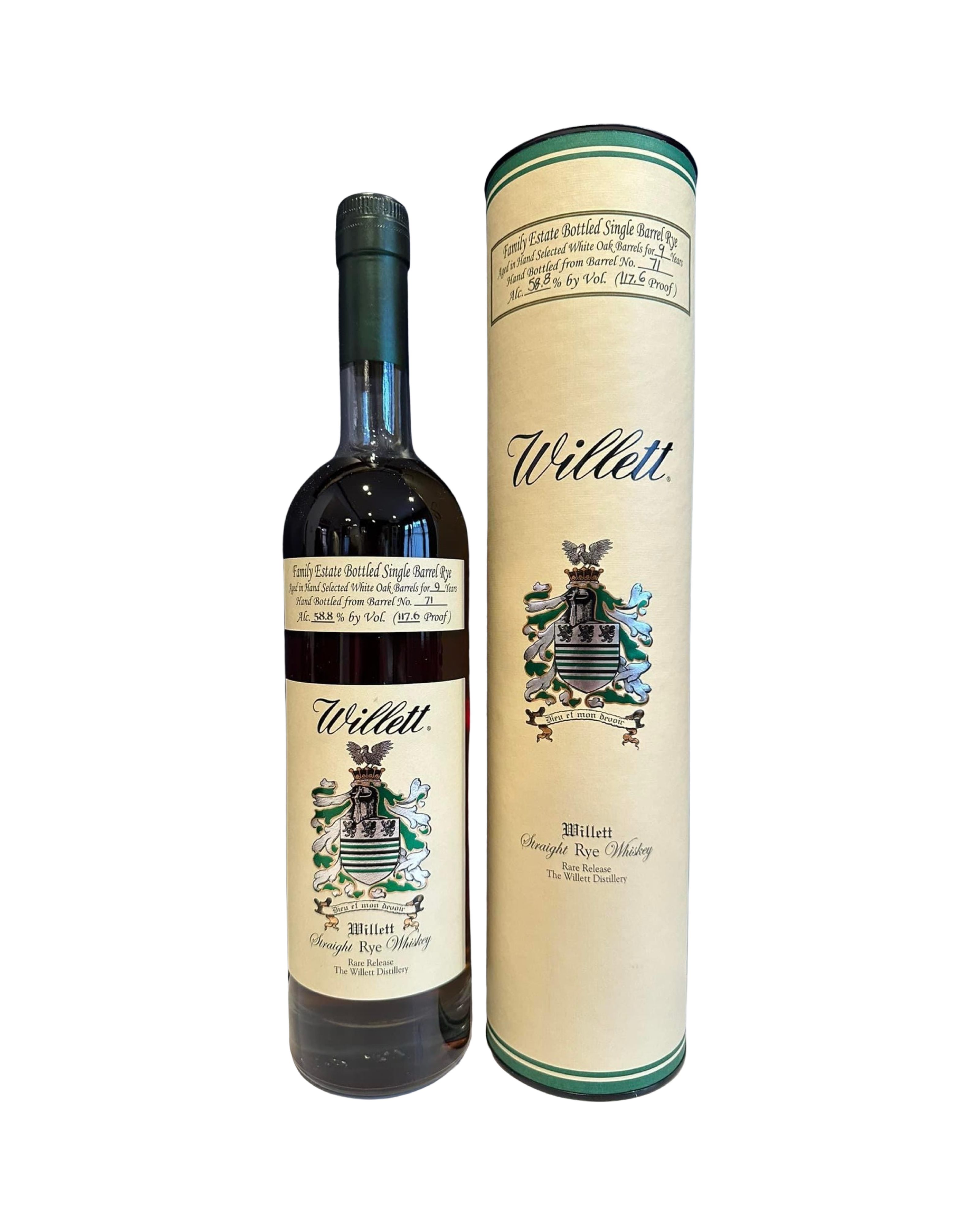 IMG-4893 Willett Family Estate Bottled Single Barrel 9 Year Old Barrel No. 71 Kentucky Straight Rye Whiskey - Image 1