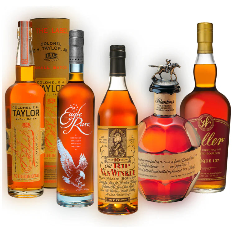 IMG-5265 Colonel E. H. Taylor, Eagle Rare, Old Rip Van Winkle, Blanton's & W. L. Weller Elite Bundle Pack - Image 1