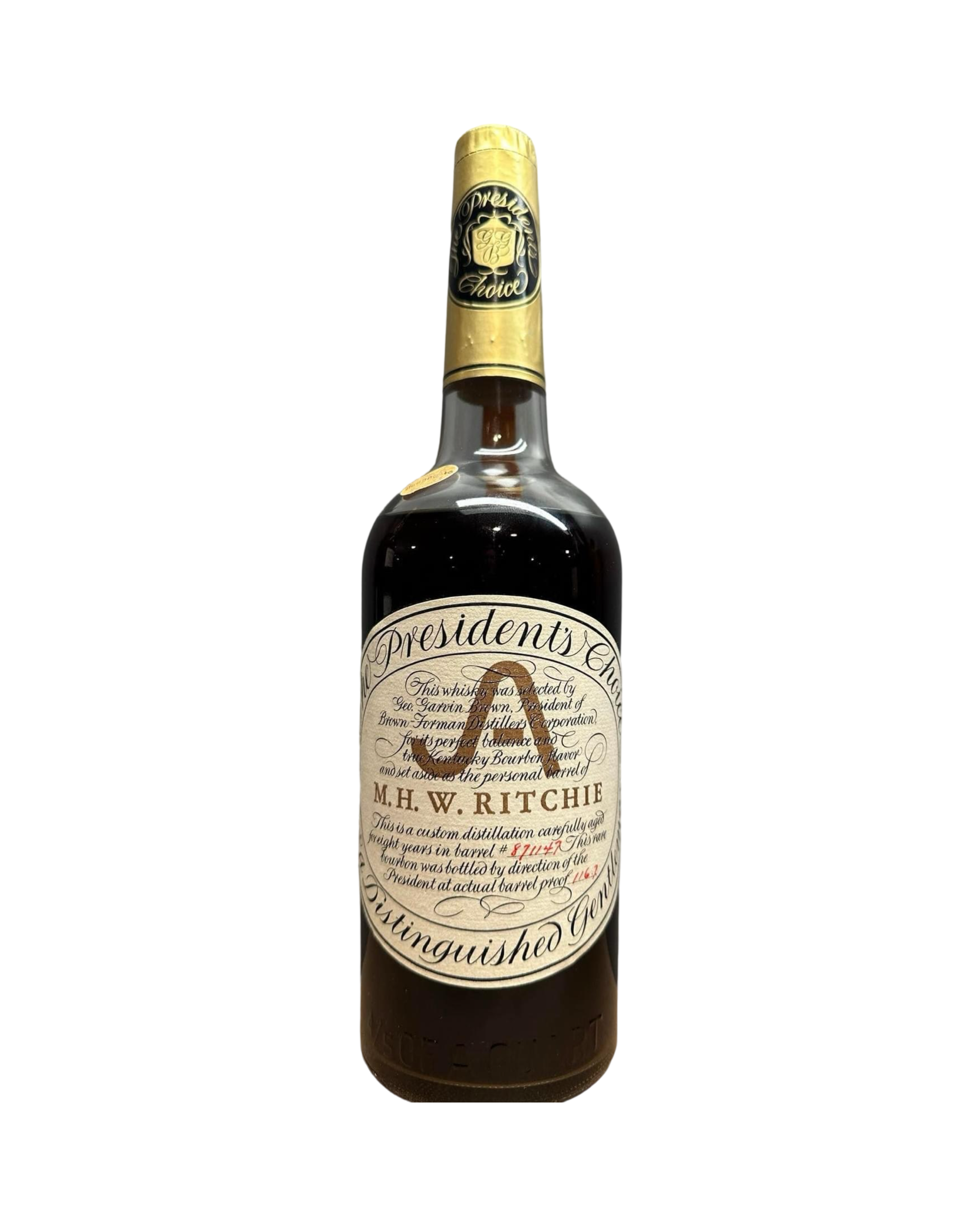 IMG-5584 1957 President's Choice 8 Year Old Private Barrel Select Bourbon Whiskey 750ml - Image 1