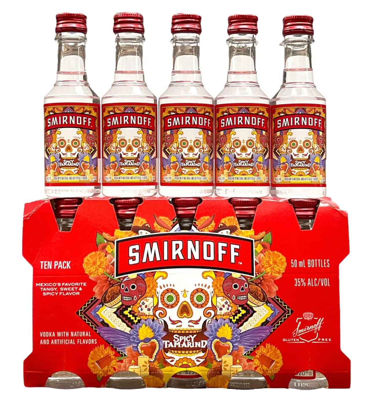 image_8b7da740-0b6a-4a63-9d15-b739de42fd98 Smirnoff Spicy Mini Shots Tamarind Vodka 50ml Bottle 10-Pack - Image 1