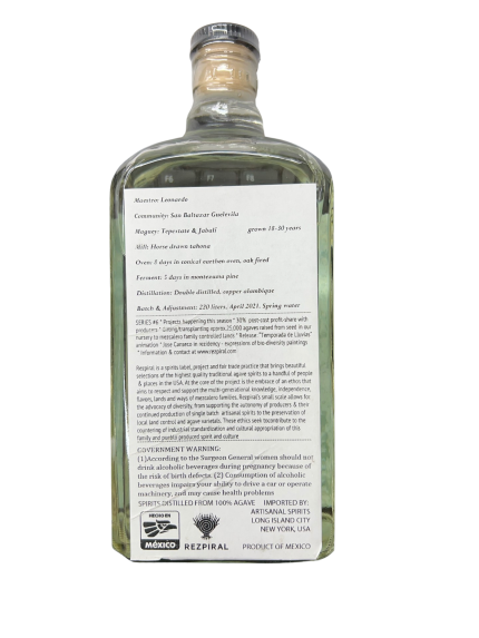 Rezpiral Berta Vasquez Tepextate Jabali Agave Spirit 750ml