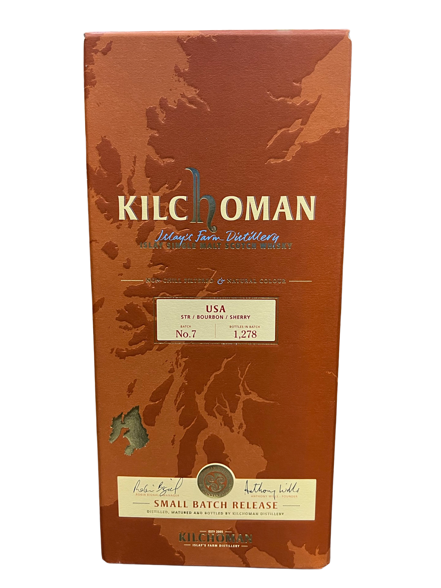 image_dadb424a-e28b-4f89-86fe-abf640907b75 Kilchoman USA STR/Bourbon/Sherry No.7 Small Batch Release Single Malt Scotch Whisky 750ml - Image 1